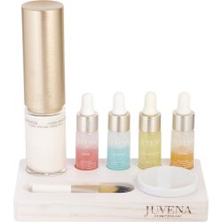 Skinsation Set: Global Anti-Age Cream Fluid 50ml + Daily Shield Concentrate 10ml + Deep Moisture Concentrate 10ml + Regenerating Oil Concentrate 10ml + Immediate Lifting Concentrate 10ml + Porcelain Mixing Plate + Brush --7pcs - Juvena by Juvena