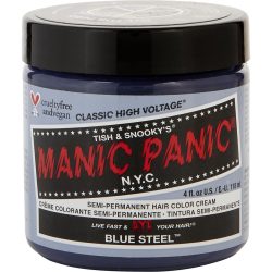 HIGH VOLTAGE SEMI-PERMANENT HAIR COLOR CREAM - # BLUE STEEL 4 OZ - MANIC PANIC by Manic Panic