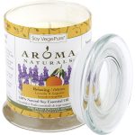 ONE 3.7x4.5 inch MEDIUM GLASS PILLAR SOY AROMATHERAPY CANDLE.  COMBINES THE ESSENTIAL OILS OF LAVENDER AND TANGERINE TO CREATE A FRAGRANCE THAT REDUCES STRESS.  BURNS APPROX. 45 HRS - RELAXING AROMATHERAPY by Relaxing Aromatherapy