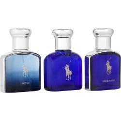 3 Piece Mens Variety With Polo Blue (Edt) & Polo Blue (Edp) & Polo Deep Blue (Parfum) And All Are Spray 1.3 Oz - Ralph Lauren Variety By Ralph Lauren