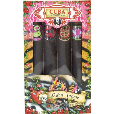 4 Piece Variety With- Jungle/Heartbreaker & Tiger & Zebra & Snake And All Are Eau De Parfum Spray 4 X 1.17 Oz - Cuba Variety By Cuba