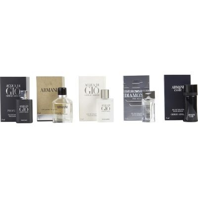 5 Piece Mens Variety With Armani Code & Armani New & Acqua Di Gio & Acqua Di Gio Profumo & Emporio Armani Diamonds And All Are Minis - Giorgio Armani Variety By Giorgio Armani