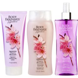 Body Spray 8 Oz & Body Lotion 7 Oz & Body Wash 12 Oz - Body Fantasies Japanese Cherry Blossom By Body Fantasies