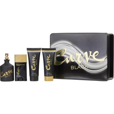Cologne Spray 4.2 Oz & After Shave Balm 3.4 Oz & Shower Gel 3.4 Oz & Deodorant Stick 1.7 Oz - Curve Black By Liz Claiborne