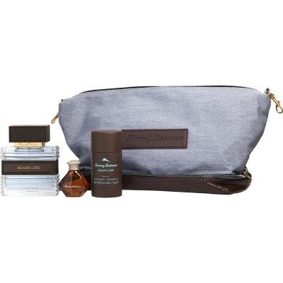 Eau De Cologne Spray 3.4 Oz & Deodorant Stick 2.5 Oz & Tommy Bahama For Him Eau De Cologne 0.25 Oz & Toiletry Bag - Tommy Bahama Island Life By Tommy Bahama