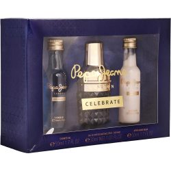 Eau De Parfum Spray 1 Oz & Aftershave Balm 1.7 Oz & Shower Gel 1.7 Oz - Pepe Jeans Celebrate By Pepe Jeans London