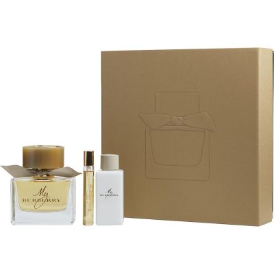 Eau De Parfum Spray 3 Oz & Body Lotion 2.5 Oz & Eau De Parfum Spray 0.25 Oz Mini - My Burberry By Burberry