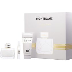 Eau De Parfum Spray 3 Oz & Body Lotion 3.4 Oz & Eau De Parfum 0.25 Oz Mini - Mont Blanc Signature By Mont Blanc