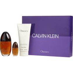 Eau De Parfum Spray 3.4 Oz & Body Lotion 6.7 Oz & Eau De Parfum Spray 0.5 Oz Mini - Obsession By Calvin Klein