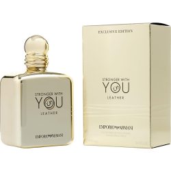Eau De Parfum Spray 3.4 Oz - Emporio Armani Stronger With You Leather By Giorgio Armani