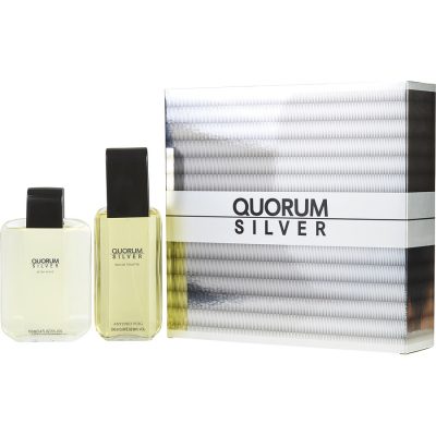 Edt Spray 3.4 Oz & Aftershave 3.4 Oz - Quorum Silver By Antonio Puig