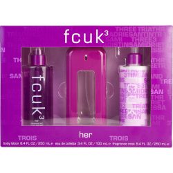 Edt Spray 3.4 Oz & Body Lotion 8.4 Oz & Fragrance Mist 8.4 Oz - Fcuk 3 By French Connection