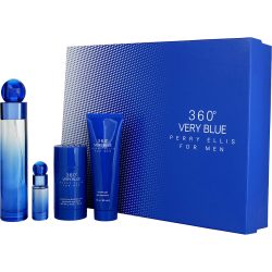 Edt Spray 3.4 Oz & Deodorant Stick 2.7 Oz & Shower Gel 3 Oz & Edt Spray 0.25 Oz Mini - Perry Ellis 360 Very Blue By Perry Ellis