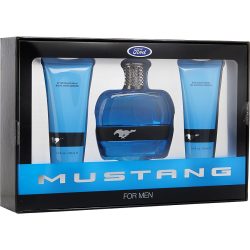 Edt Spray 3.4 Oz & Hair And Body Wash 3.4 Oz & Aftershave Balm 3.4 Oz - Ford Mustang Blue By Estee Lauder