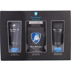 Edt Spray 4.2 Oz & Aftershave Balm 3.4 Oz & Shower Gel 3.4 Oz - Lamborghini Acqua By Tonino Lamborghini